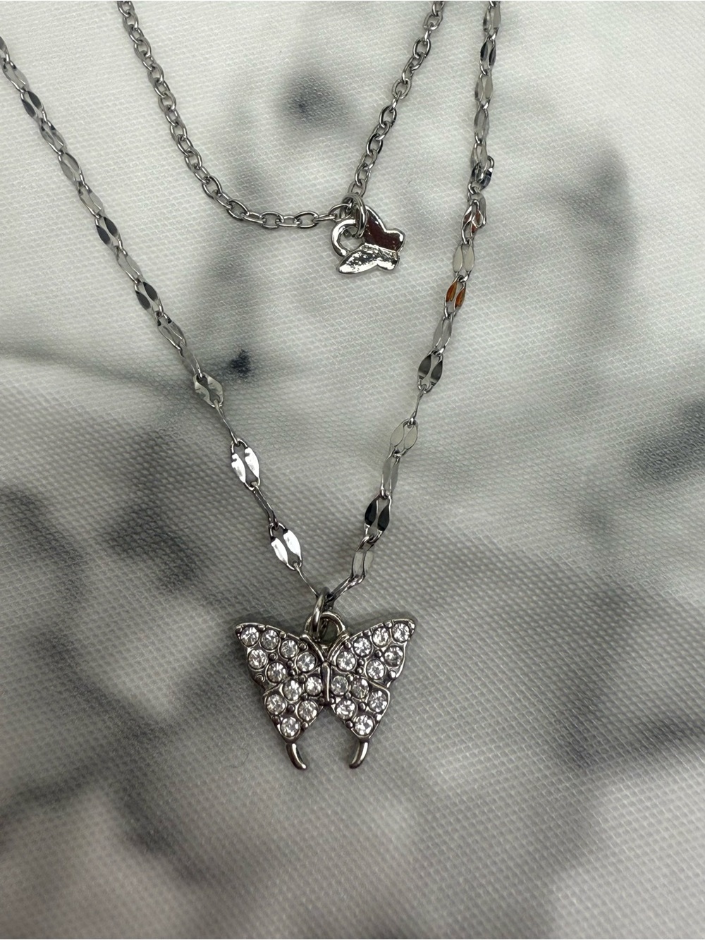 Silver Tone Butterfly Layered Necklace - Women's Jewelry